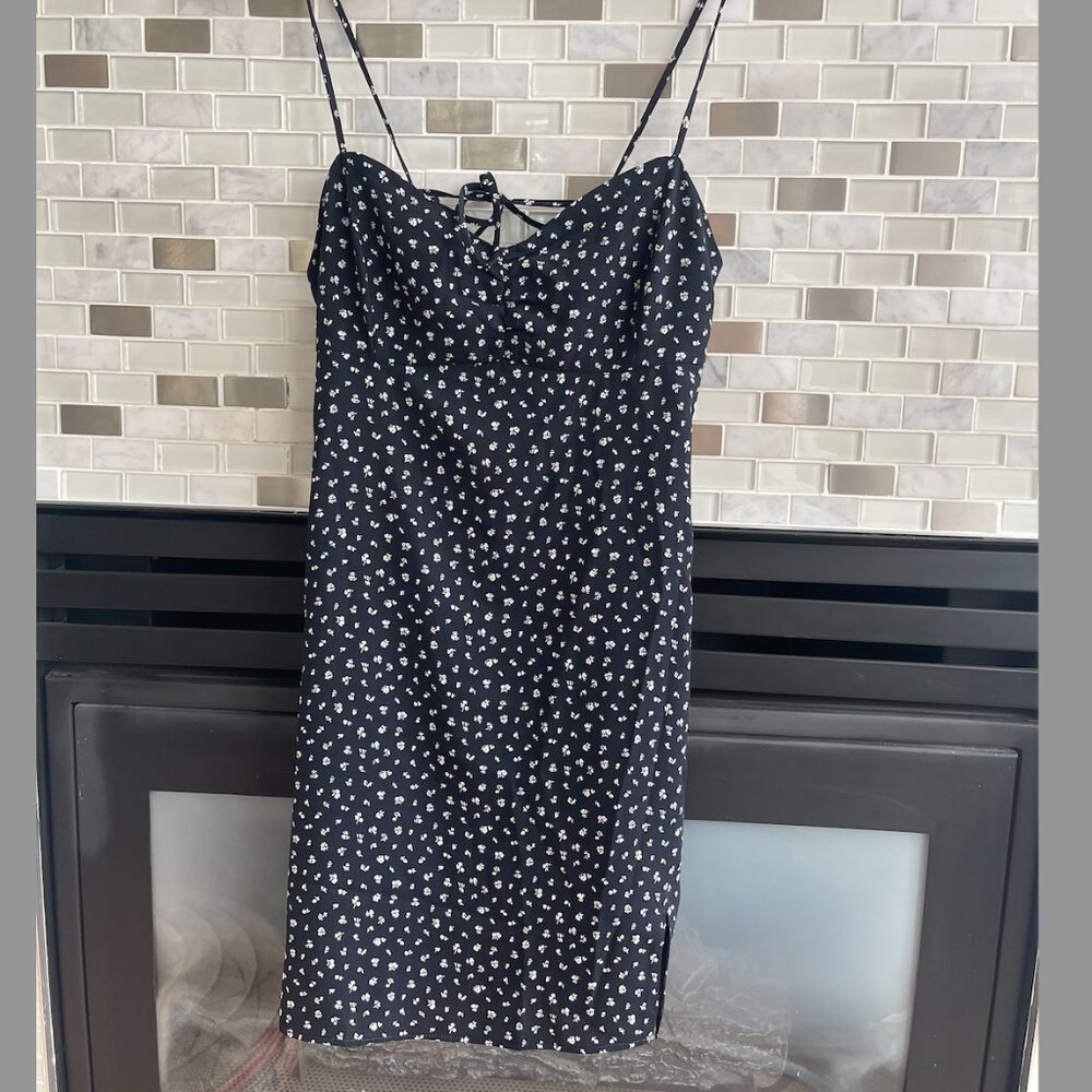 Navy blue mini dress with open back